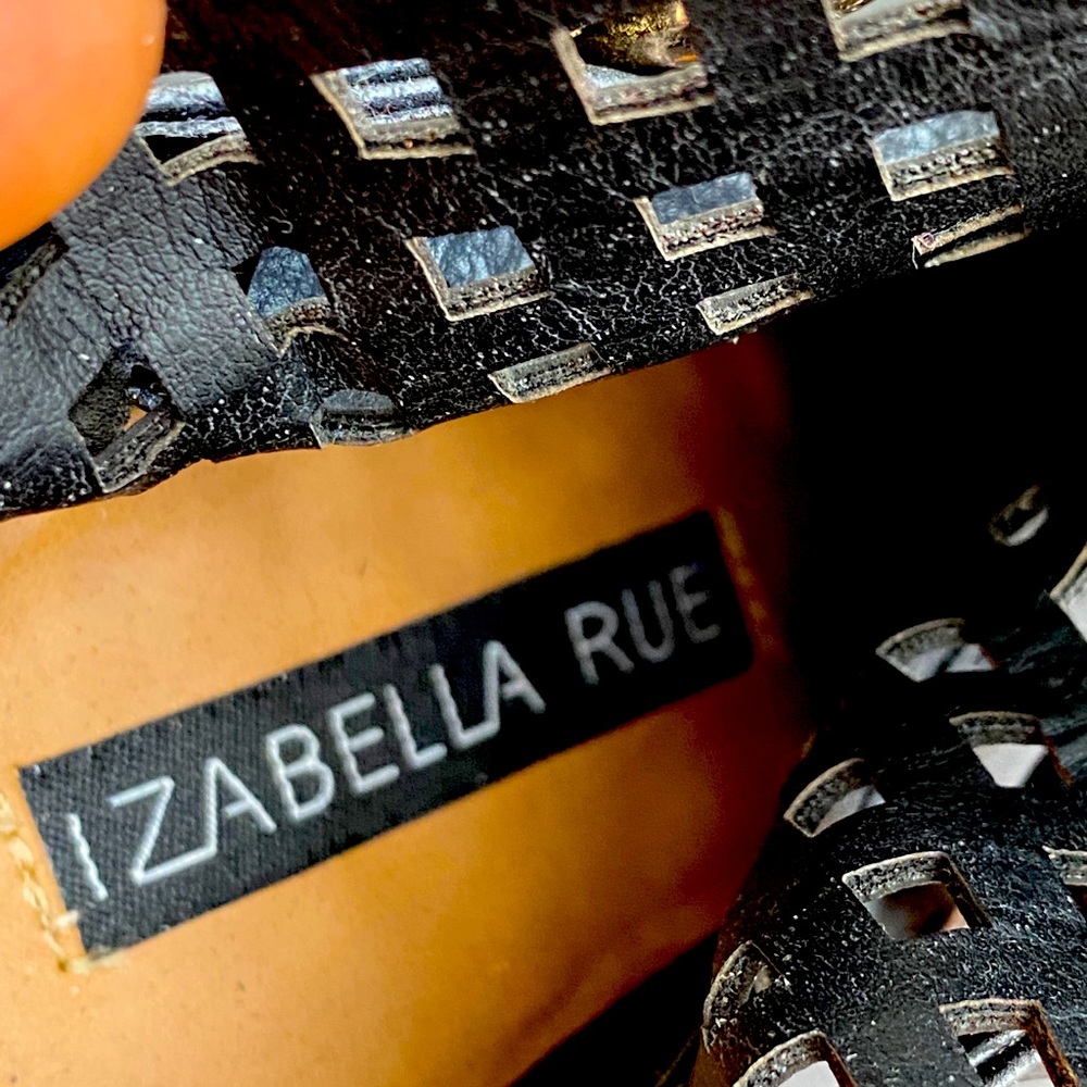 4 inch black closed toe cage ankle bootie heels.